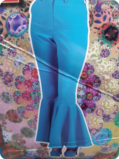 pantalon turquoise dames années 70