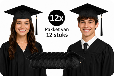 Paquet de 12 chapeaux de diplômés de luxe