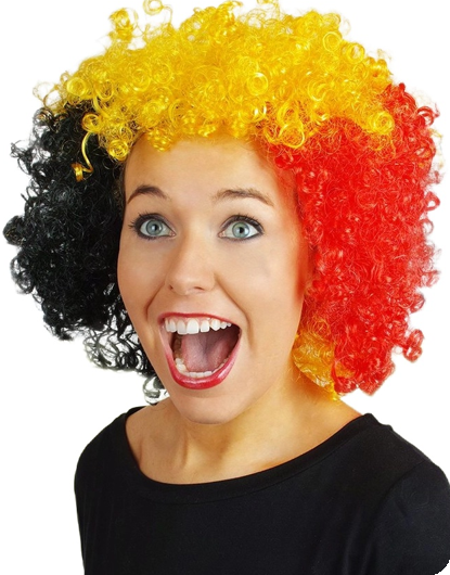 Perruque bouclée tricolore couleurs belges