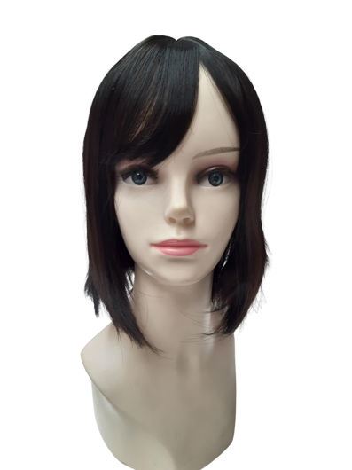 Perruque de luxe courte en bob noir Vivianne