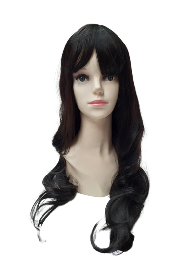Perruque de luxe longue noire et brune avec boucles Myah