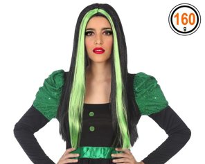 perruque halloween 60cm vert