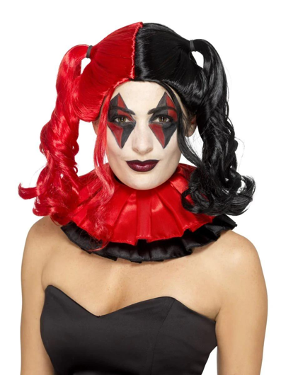 Perruque Harlequin rouge et noir
