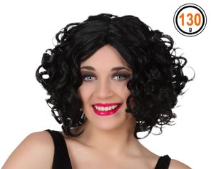 perruque noire avec boucle