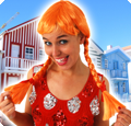 Perruque Pipi / Heidi Orange avec des tresses