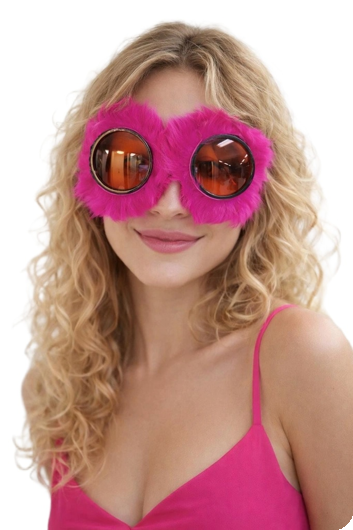 Pilotenbril met marabou Fuchsia