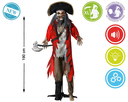 Pirate d'Halloween avec lumière, mouvement et son