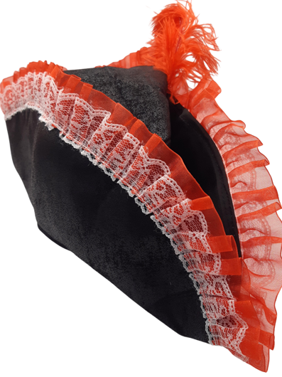 Pirate hat for women with red lace deluxe