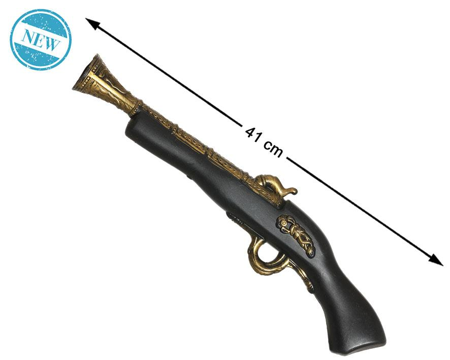 Piraten Pistool 41cm - Zwart met Goudkleurige Details