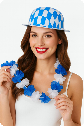 Plastic bowler hat checkered Blue or red