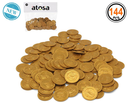 Plastic gold coins 144 pieces