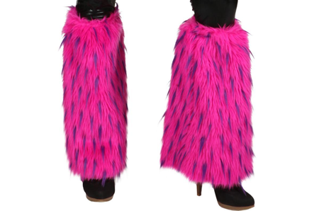 Pluche beenwarmers Roze paars