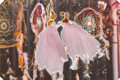 Pluim oorbellen roze