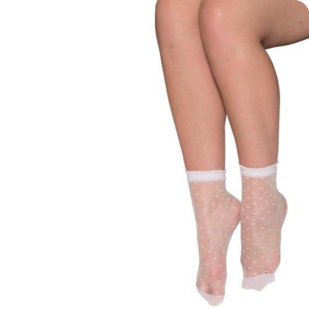 Polka dot white pantyhose.