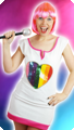 Pop star dress up costume with glitter heart for adults
