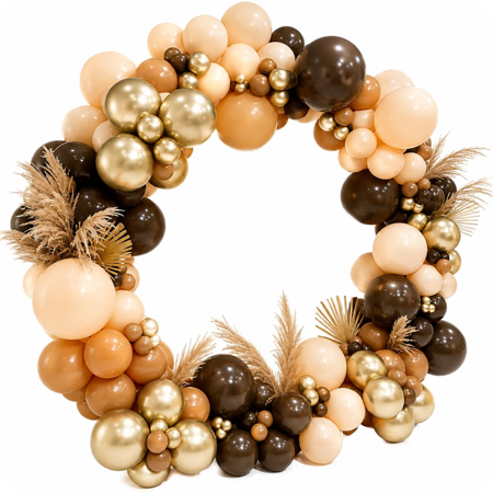 Premium Ballonnen boog set beige/bruin/goud