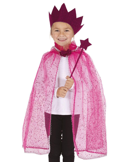 Prinses cape met staf en kroon roze