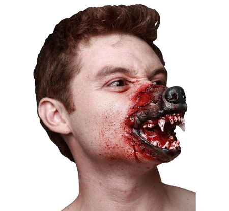 Prothèse en latex museau de loup-garou
