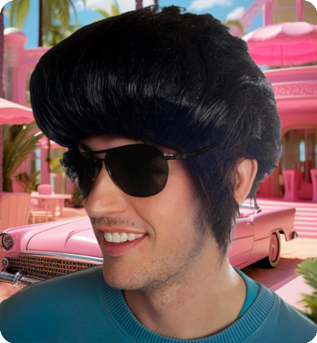 Pruik Elvis Rock and Roll zwart