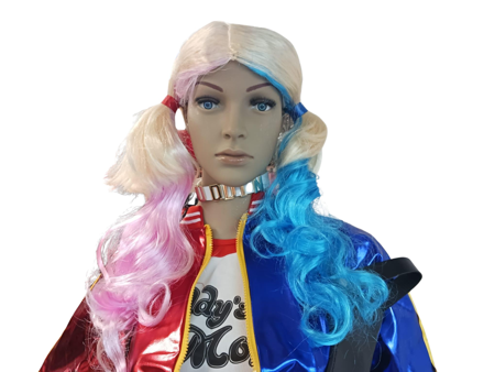 Pruik Harley Quinn met staarten