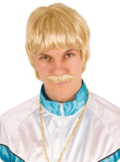 Pruik Heer blond+ Snor 