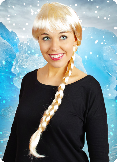 Pruik met lange vlecht Helga blond