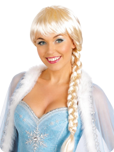 Pruik met lange vlecht Helga blond