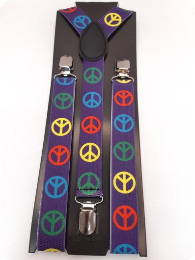 Psychedelische Hippie Bretellen met peace tekens