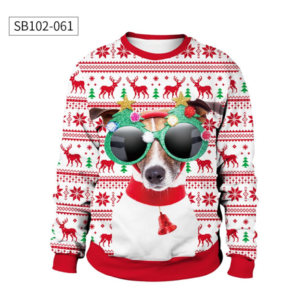 Pull de Noël chien avec lunettes