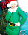 Pull-over de Noël tricoté Elfe vert avec ceinture