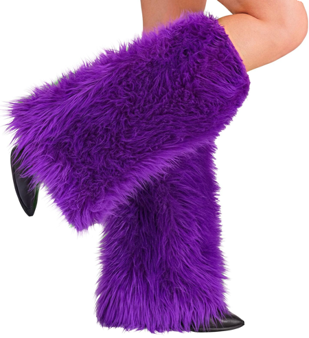 Purple plush leg warmers