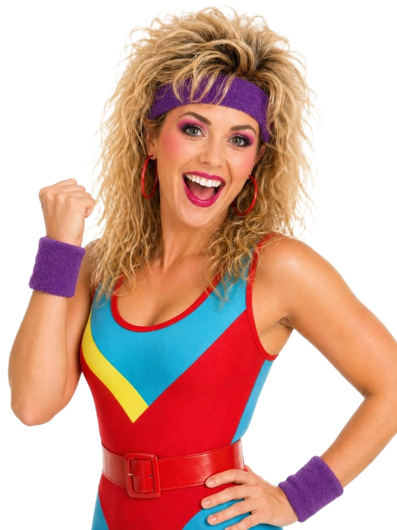 Purple wristbands and head sweatband set