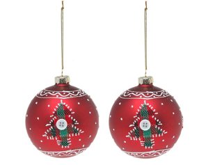 red Christmas bauble with tree