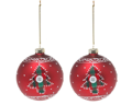 red Christmas bauble with tree