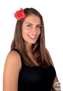 red flower hair clip
