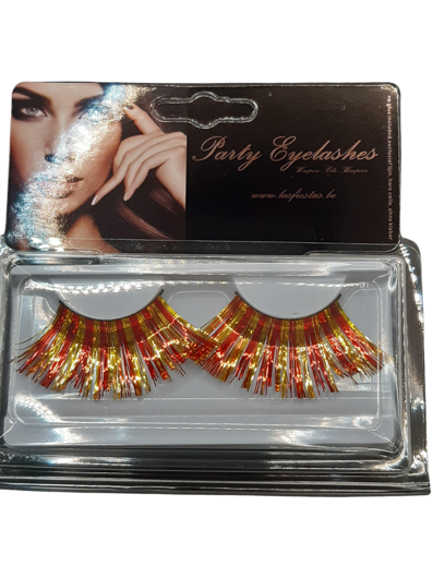 Red/gold metallic long lashes