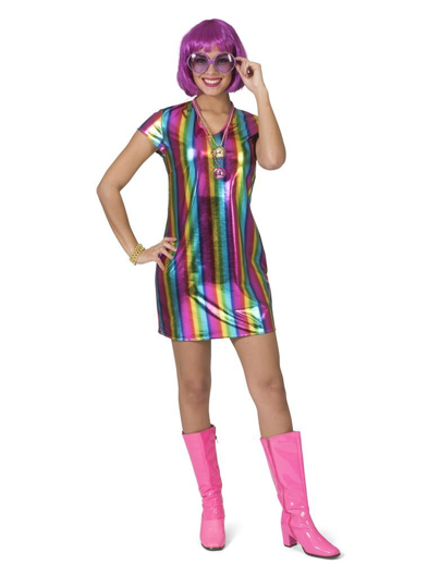 Regenboog Popster Jurk - Kleurrijk Feestkostuum