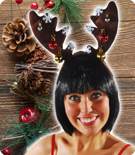 Rendier diadeem luxe met kerstballen