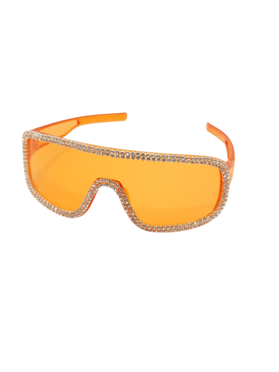 Retro Diva glasses from the 90s with rhinestones Orange