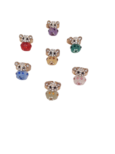 Ring colored teddy bear with rhinestones