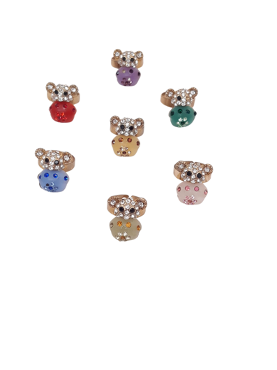 Ring gekleurd beertje met strass