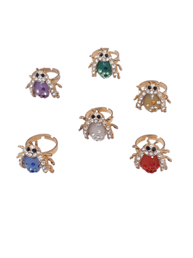 Ring gekleurde kever/tor met strass