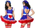 Robe de poupée bleue rouge et blanche cœur