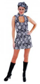 Robe disco noire et blance avec chapeau