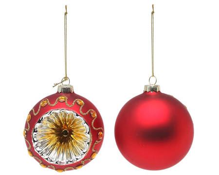 rode kerstbal retro per stuk