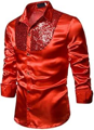 Rood glitter satijnen disco hemd
