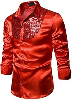 Rood glitter satijnen disco hemd