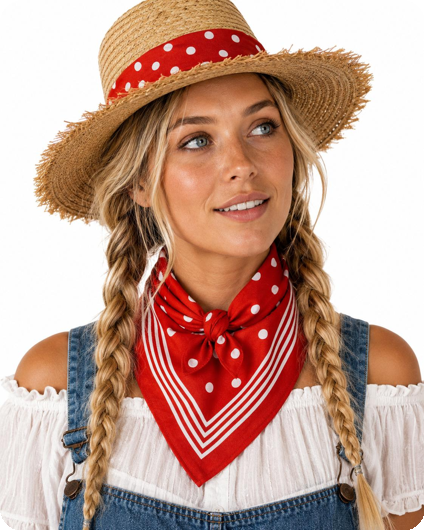 Rood met witte bollen sjaal zakdoek bandana boer