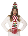 Rood witte kerst muts en sjaal met boom