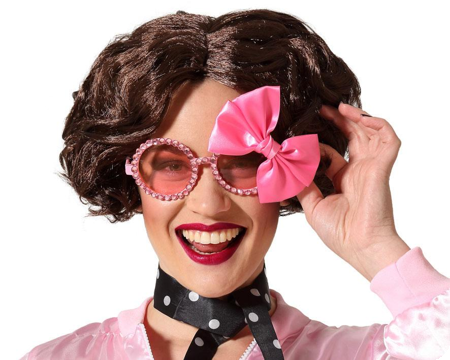 Roze bril met steentjes en strik